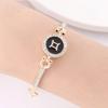 12 Zodiac Signs Bracelet for Women, Rose Gold Plated Inlaid Diamond Constellation Bangle, Fashion Couple Jewelry Gift