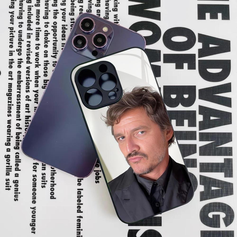 Pedro Pascal Collage Pics Phone Case for Iphone 17 16 15 14 12 11 13 Pro Max Mini X Air Puls Black Glass Cover