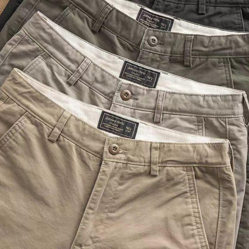 Men's Cropped Casual Pants Dark Grey Straight Slim Fit Business Commuter Trousers Daily Versatile