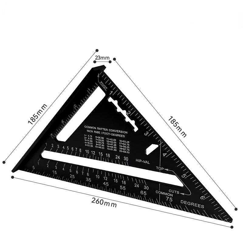 

7-дюймовая метрическая линейка треугольников из алюминиевого сплава, квадраты для деревообработки, транспортир, измерительный инструмент, синяя линейка под прямым углом чёрный