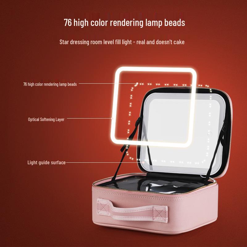 Přenosný kosmetický kufřík se světly a zrcadlem přes celou obrazovku