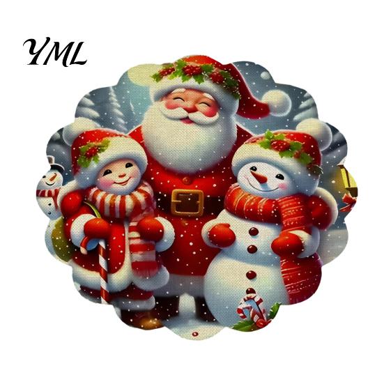 Round Washable Placemats Christmas Placemat, 14 Inch Festive Pattern Anti Slip Tabletop Protector, Heat Resistant Table Pad Insulation Place