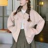 Women's Pink Korean-Style Suede Jacket - Fashionable Spring/Autumn Workwear Design