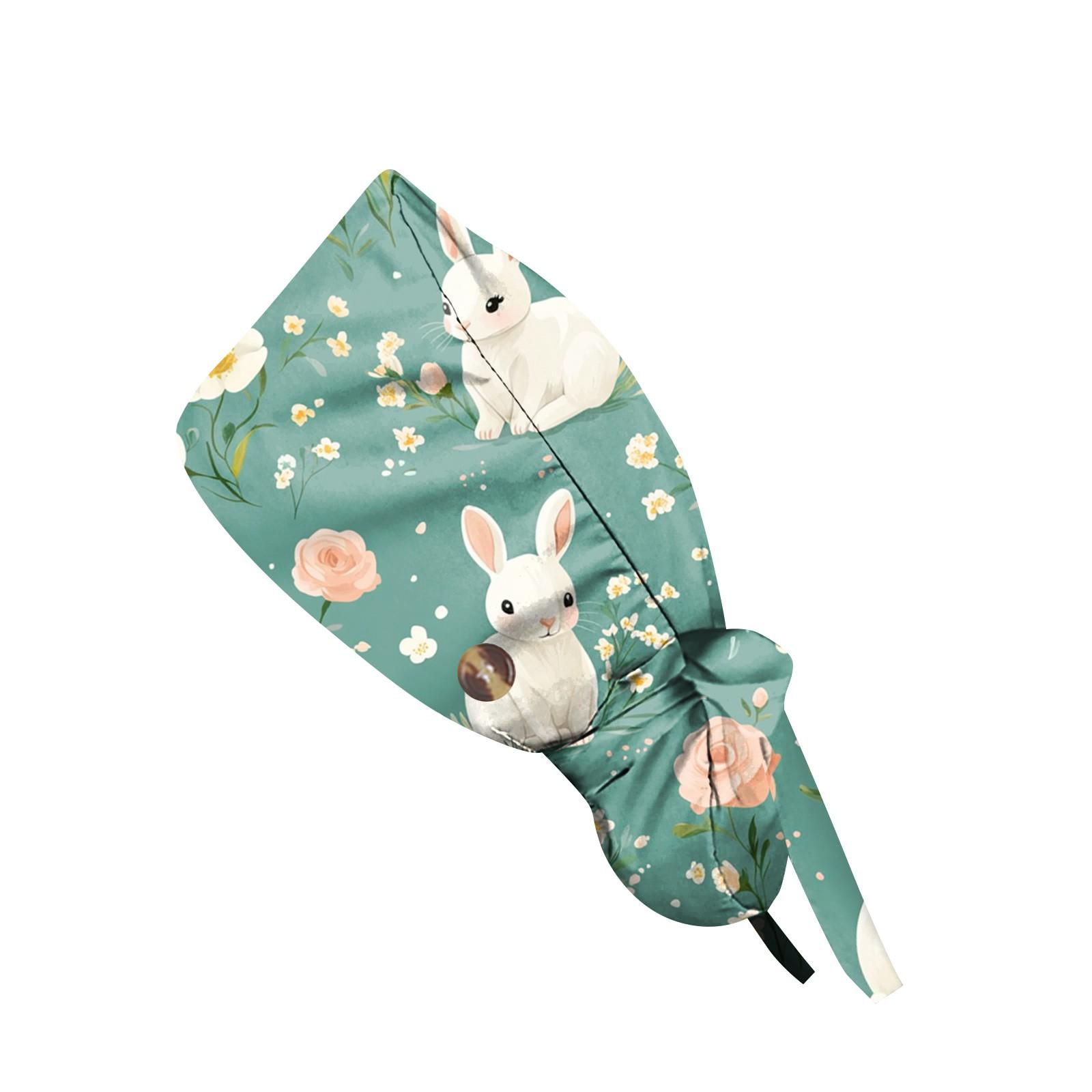 

Модные пасхальные принтованные медсестринские шапочки, повседневные женские шапочки для хвостика, шапочки для мытья, шапочка баотоу, пылезащитная шапочка, шапочки для медсестер One Size зелёный