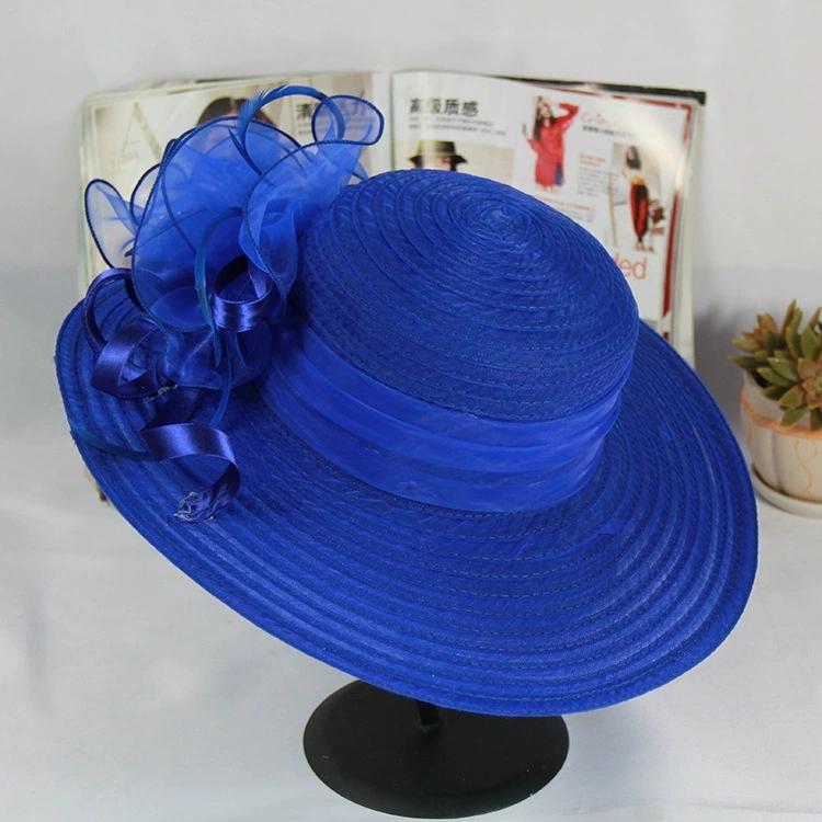 Dámský Okouzlující Klobouk Svatba Klobouk na Kentucky Derby Dámský Květinový Klobouk Široký Okraj Tweed Organza Kšiltovka