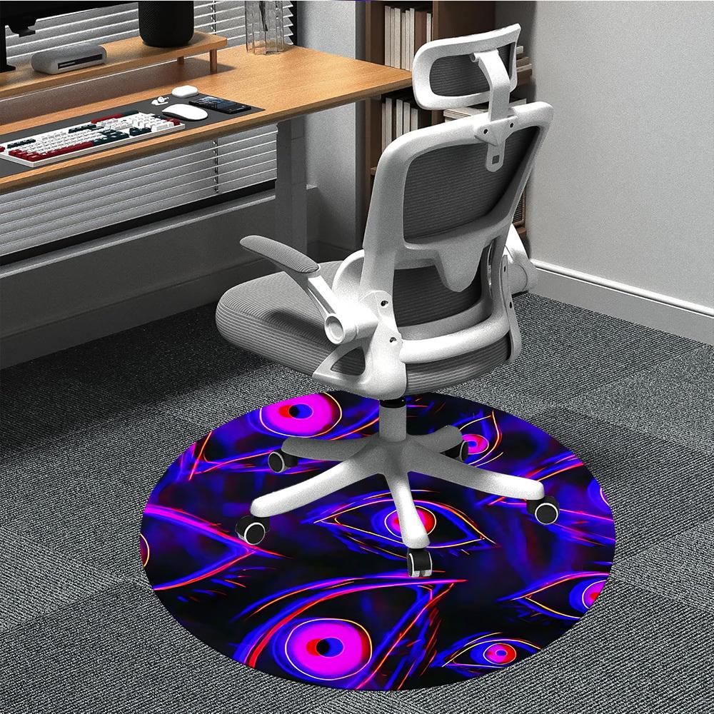 

1PC Neon Eyes Pattern Office Round Rug, Non slip, Soft and Durable Office Rug for Interior Decoration, Perfect for Office 80cm
