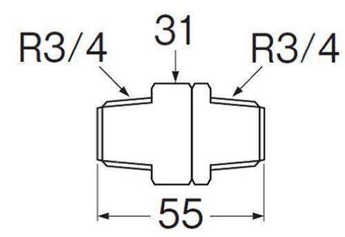 SANEI T810-20X20 Rotating Nipple, Nominal 20, R3/4 Thread Diameter