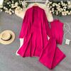Outono e inverno feminino plus size temperamento preguiçoso tricô terno sem mangas colete suéter cardigan calça terno
