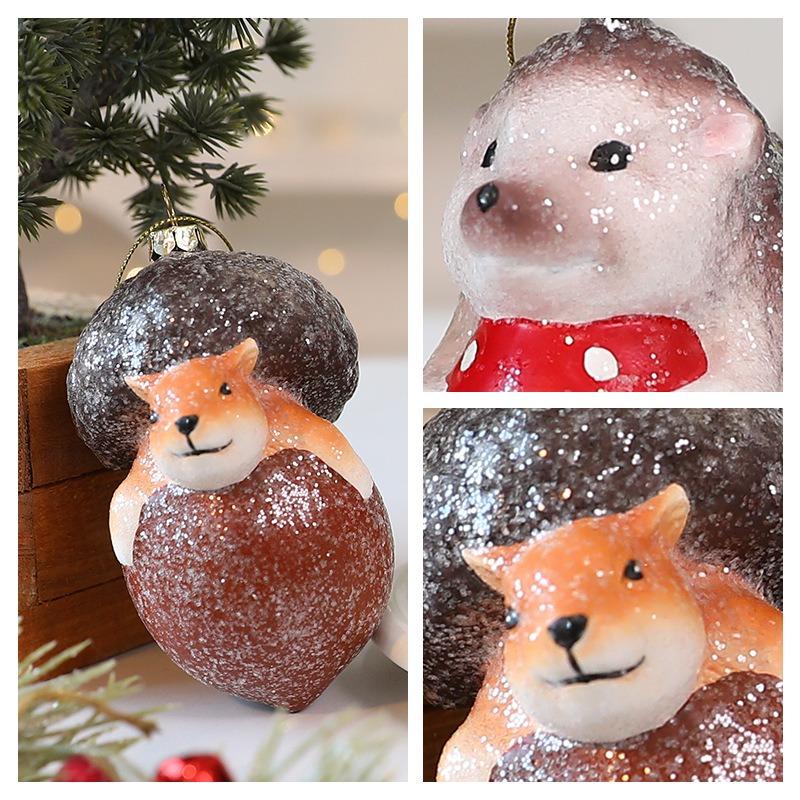 New Christmas tree decoration fox hedgehog special-shaped Christmas ball ornament Christmas tree pendant pendant