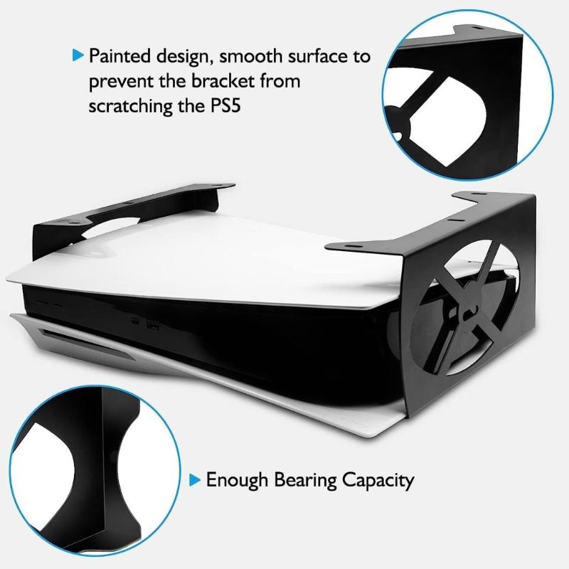 Game Console Under Desk Storage Rack for P5 Disc & Digital Edition Controller Organiser Bracket Holder Stand Accessory