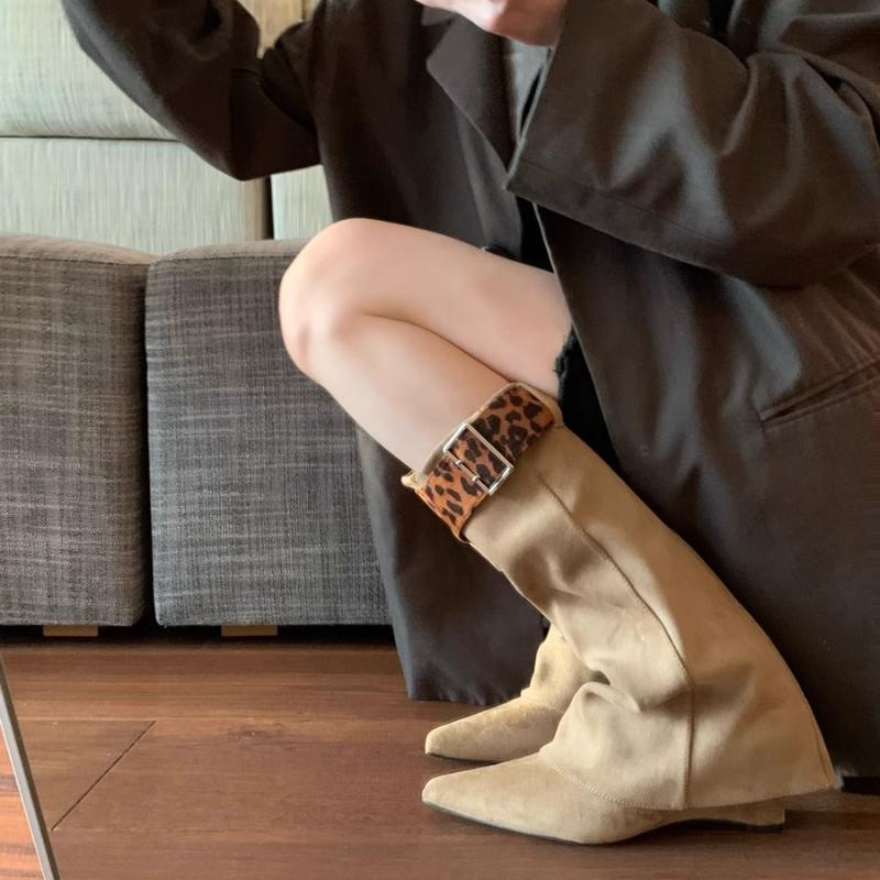 Women's Heeled Long Boots Pointed Toe Designer Elegant Winter New Shoes 2025 Fashion Suede Knee Boots Classical Cozy Zapatillas