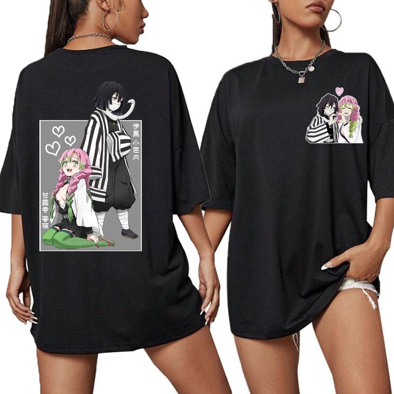 Anime Cartoonstyle Nai Printed Tshirt in Summer Halakuku Style Featuring The Demonkilling Scene Pattern From Demon Slayer S
