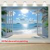 Ocean View Open Door Tapestry Beach Palm Tree Background Cloth