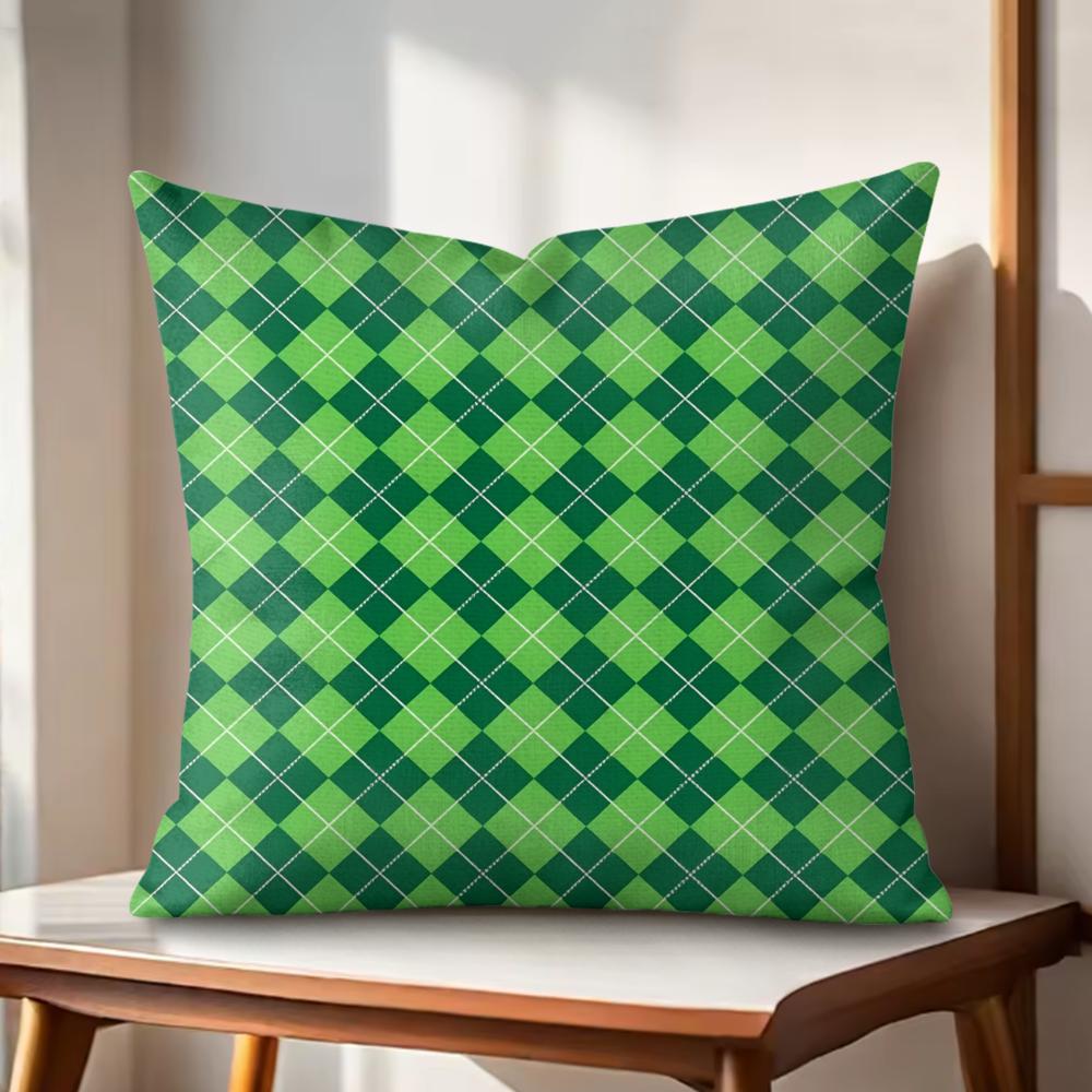 Happy St Patricks Day Cushion Cover Natural Linen Organic Fabric DoubleSided Printing Couch Pillow Covers Home Decor