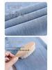 Women's High Waist Ice Silk Ripped Jeans - 2025 Summer Collection, Loose Straight Wide-Leg Pants