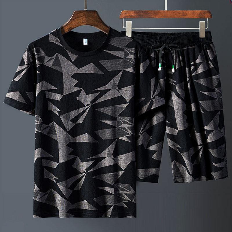 

Костюмы мужские летние шорты спортивные костюмы мужские одинаковые модные студенческие футболки с принтом комплект одежды с короткими рукавами M