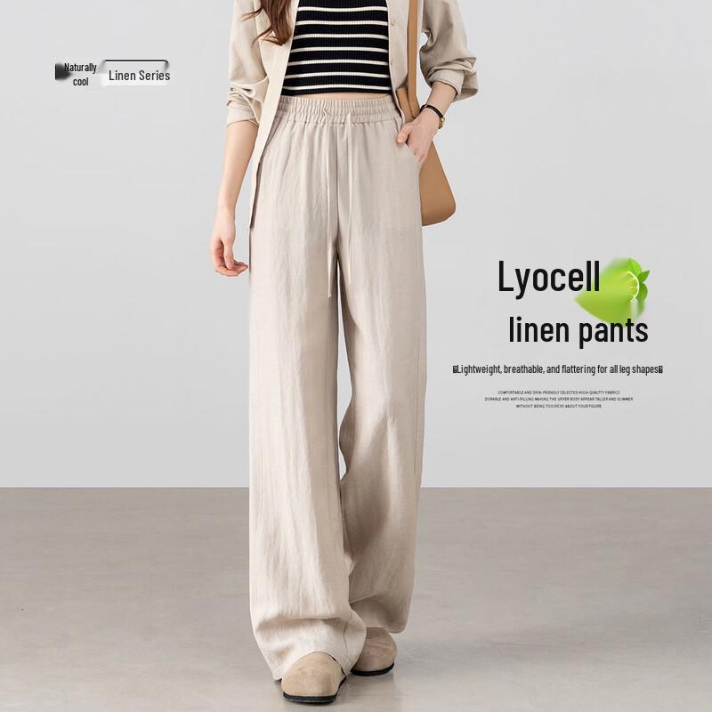 Women s Lyocell Linen Wide-Leg Pants S