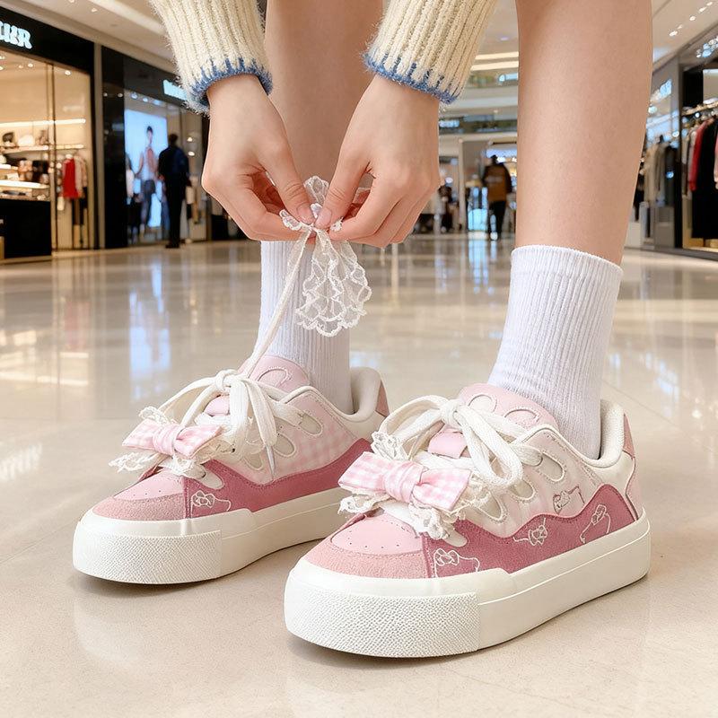 Dopamine Bread Little White Shoes Women's 2025 Spring and Autumn New Thick-soled Casual Niche Bow Versatile Student Board Shoes