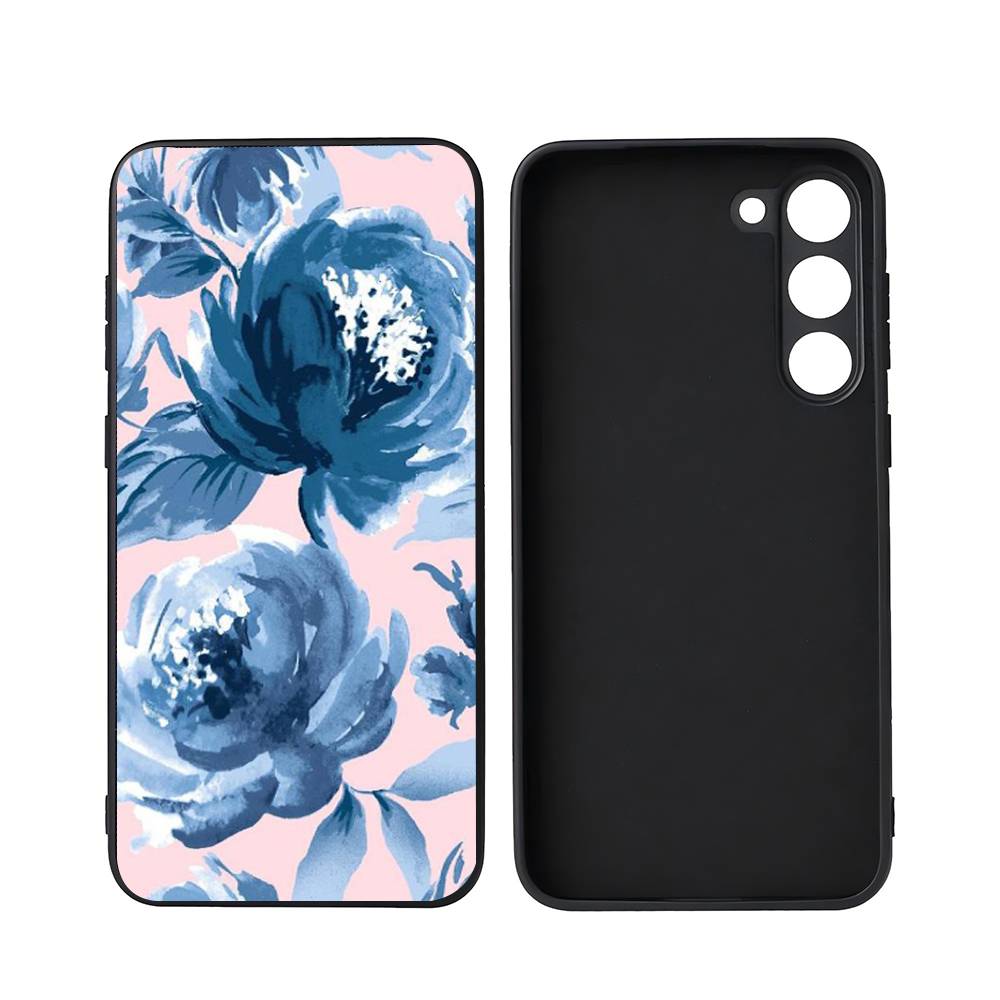 Blaue Rose Kunst Für Samsung Galaxy S23 S24 S25 Ultra S22 Plus S21 Schwarzes Weiches Case Wasserdichtes Weiches Case