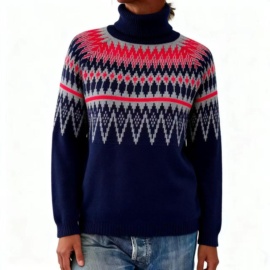 European & American Chunky Knit Jacquard Women's Sweater - Acrylic, Thickened for Autumn/Winter  