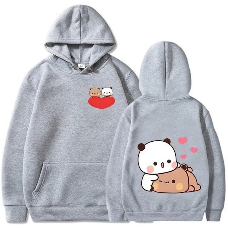 Bubu and Dudu Panda Aesthetic Pattern Funny Kawa Spring and Autumn Men's Fashionable Casual Versatile Hooded Sweatshirt