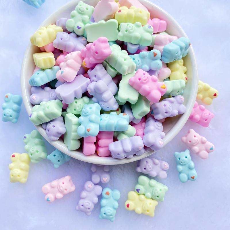 

20Pcs New Cute Resin Cartoon Little Bear Series Flat Back Manicure Parts Embellishments For Hair Bows Accessories