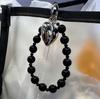 Korean Stylish Love Heart Pendant Beaded Phone Charm Strap Bracelet For iPhone Camera Accessories Bag Women Girl Hanging Cord
