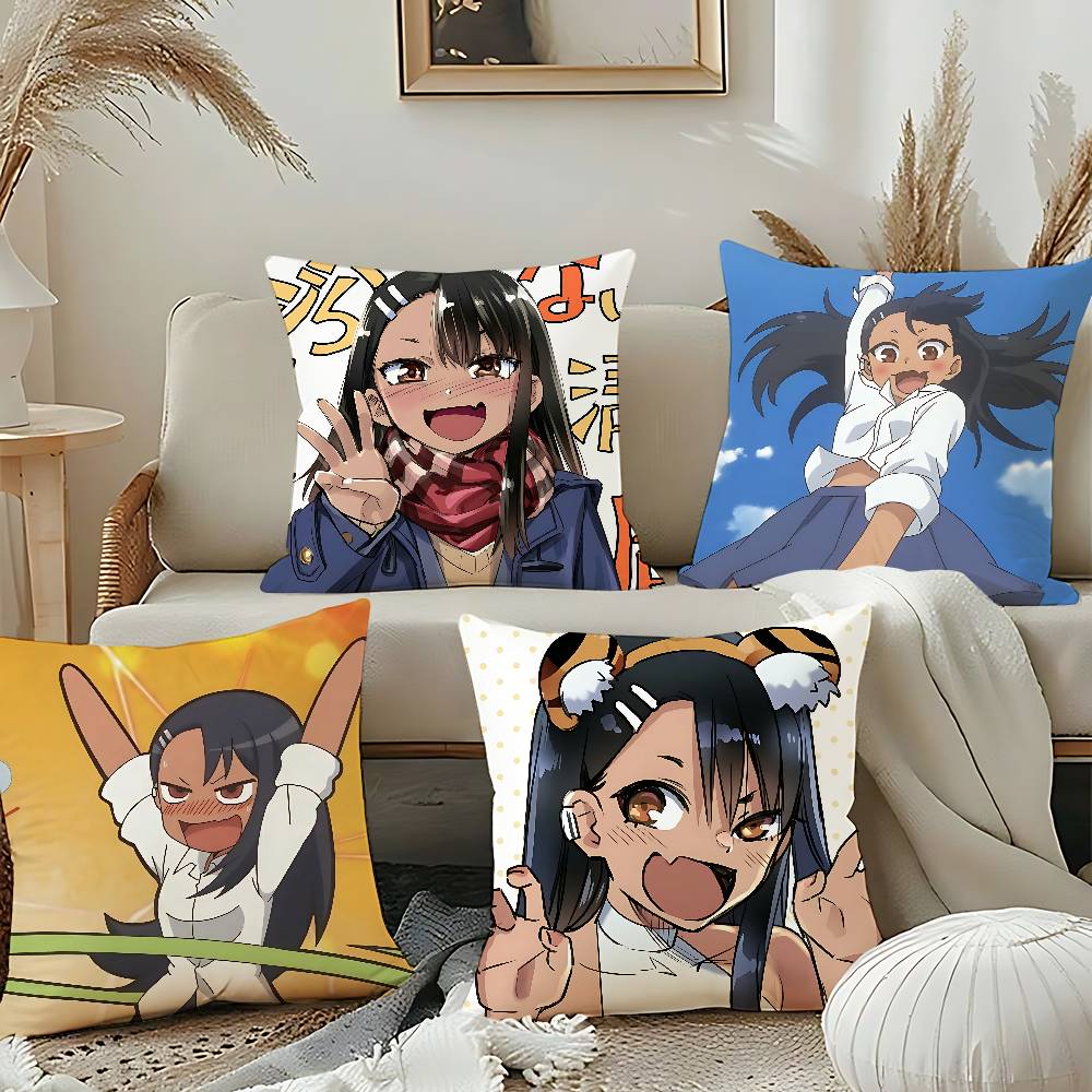 Cute H-Hayase Nagatoro Throw Pillow Covers Pattern Cushion Cover Suitable For Sofa Bedroom Car Pillow Cover