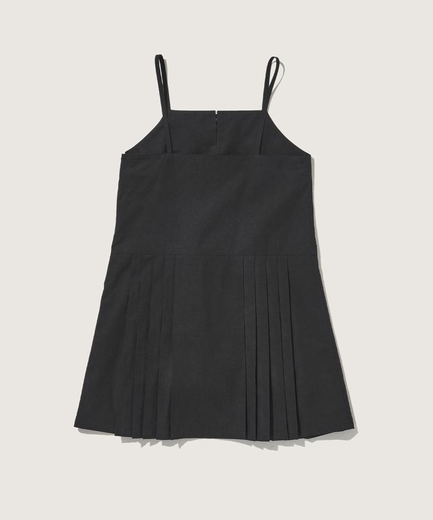 Plack Woman Pleated Bustier Dress Black