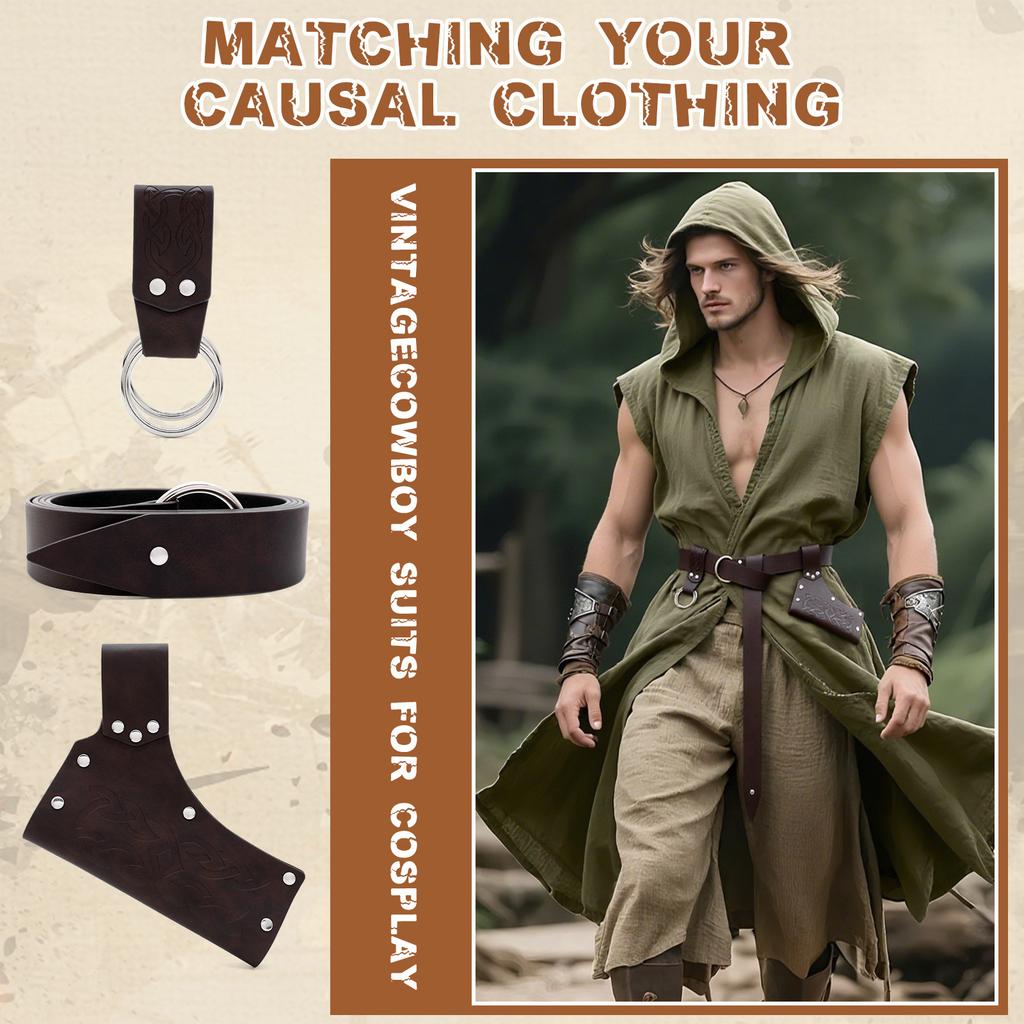 Renaissances Vikinges Costume Accessory Medieval Pirate Leather Belt Swords Frogs Halloween Renaissances Cosplay Costume