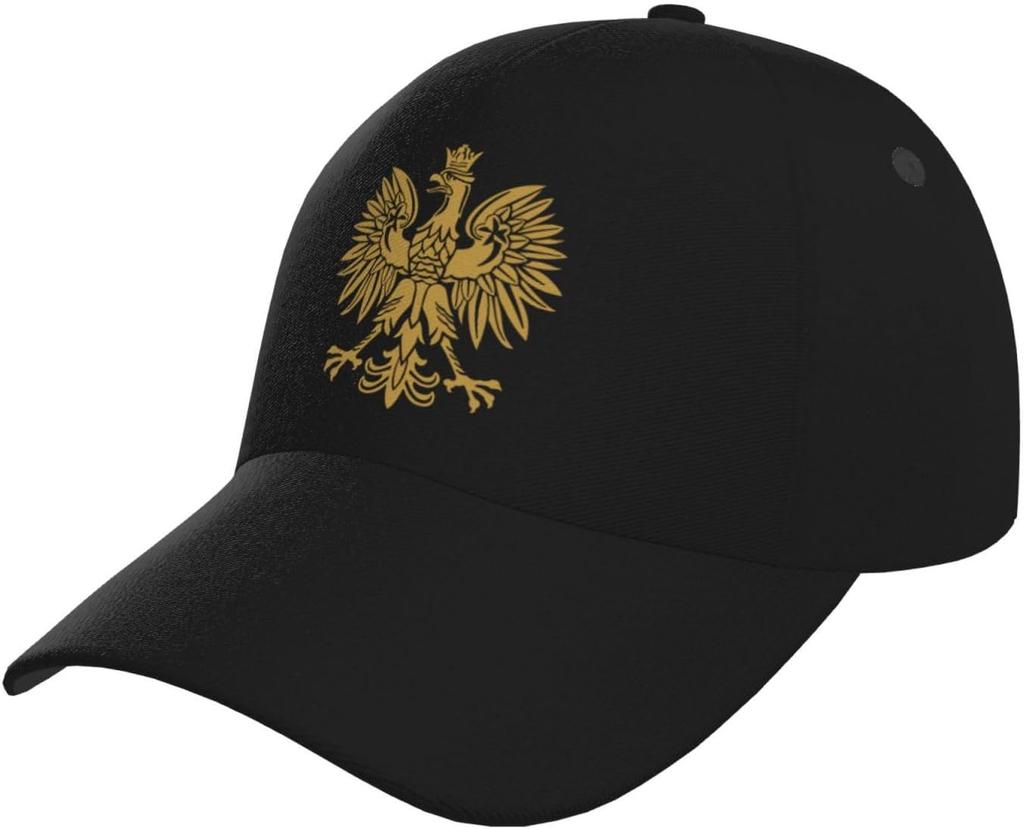 Polish Eagle Polska Poland Baseball Cap Unisex Women - Adjustable Classic Plain Hat Black