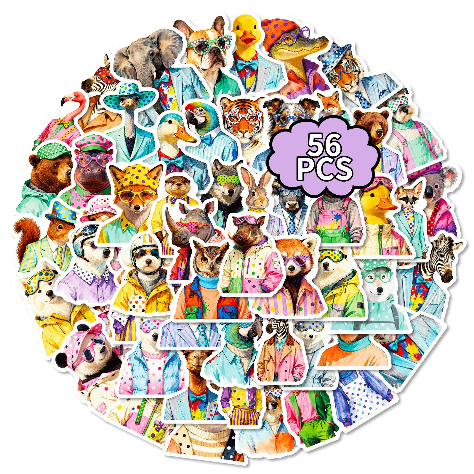 

56 Personalized Trendy Animal Wear Graffiti Stickers Do Not Repeat Cartoon Animal Decorative Stickers