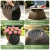 Outdoor Garden Planter Resin Flower Planters, Vintage Plant Pot with Drainage Hole & Saucer, Lightweight Pressure Resistant Basin for Indoor Outdoor,
