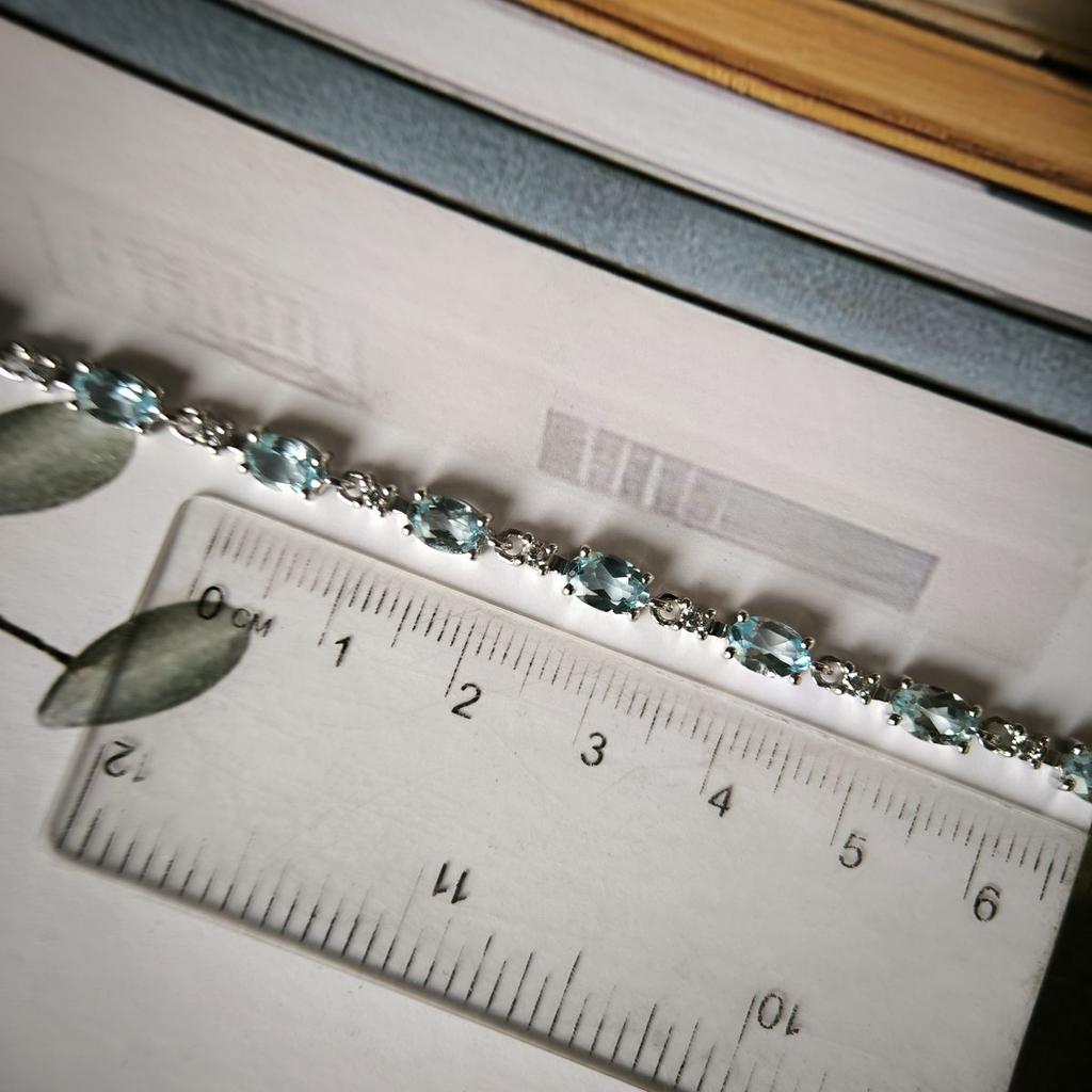 Silver Bracelet with Natural Topaz 7.775ct, Cubic Zirconias, Item Weight 7.72 G (2190912)