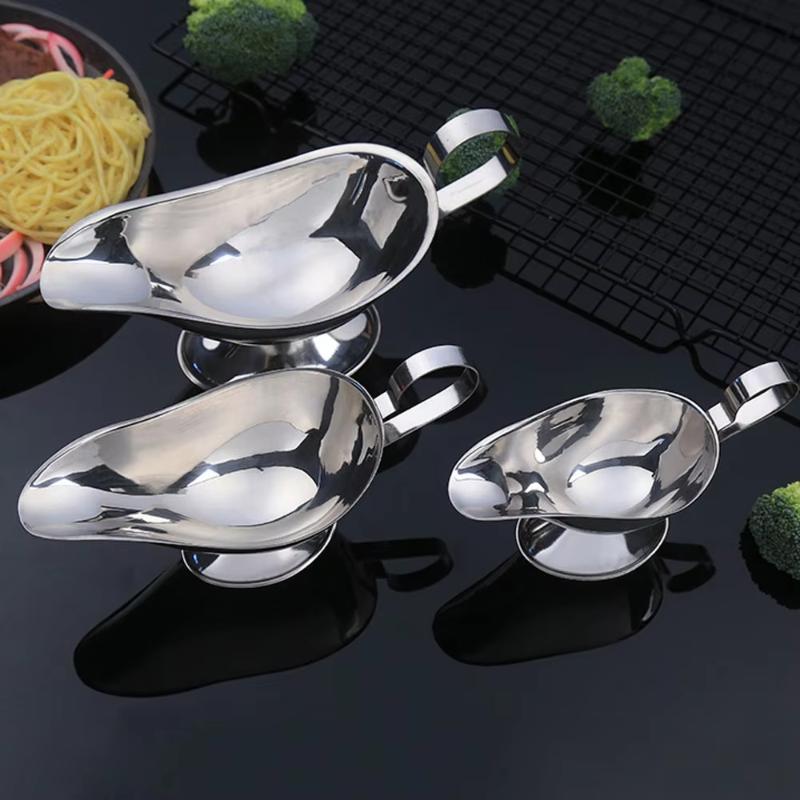 Stainless Steel Spice Gravy Container Heat Resistant Non-Toxic 1Pcs Sauce Boat Ketchup Seasoning Cup for Daily Dining