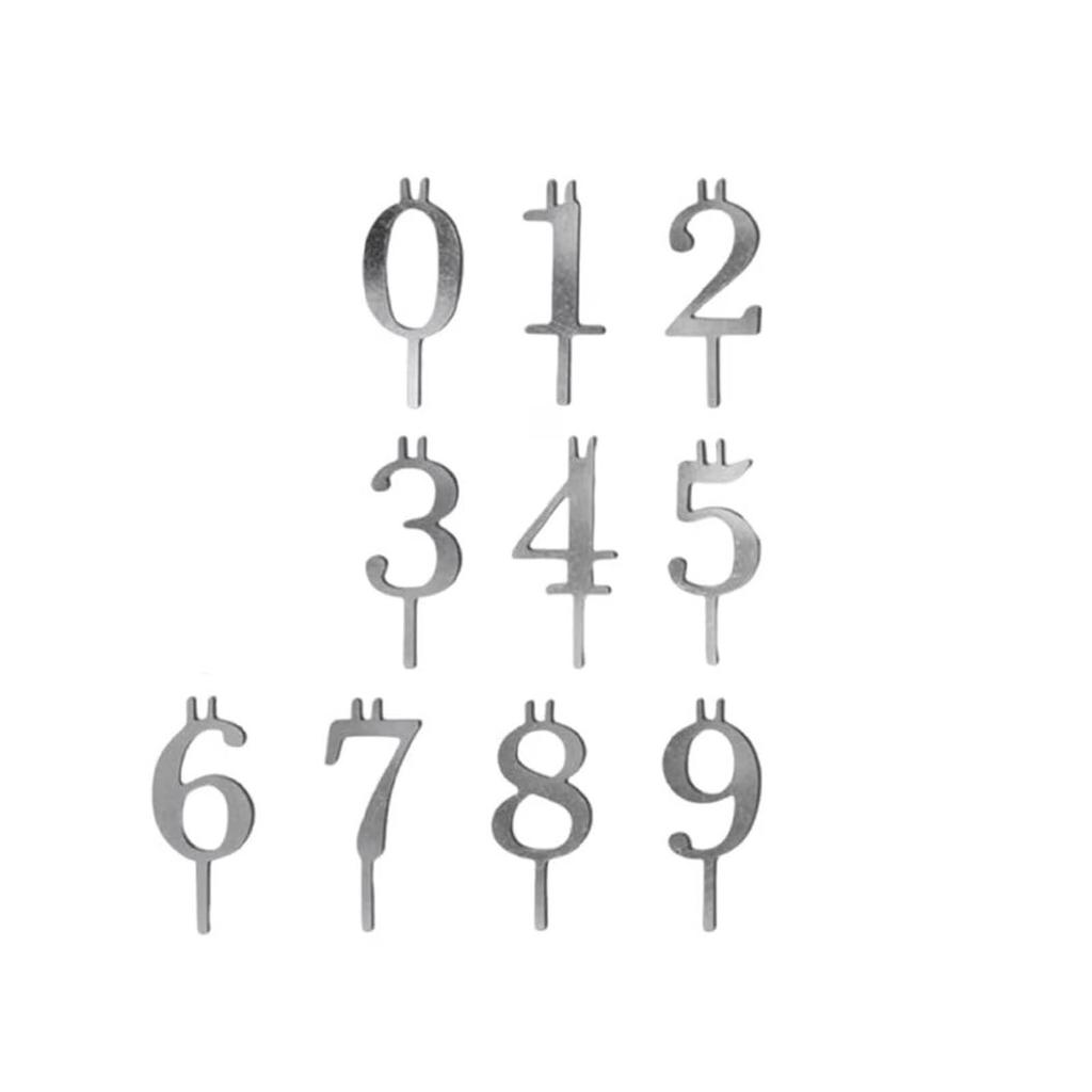 Numbered Aluminum Birthday Cake Candle Holder Set
