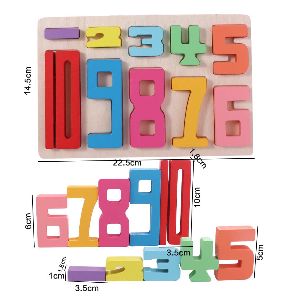 Wooden 3D Digital Puzzle Large Particle Stacking Blocks Digital Building Blocks Kids Gift