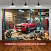 Ford Mustang Muscle Car Tapestry Retro Garage Workshop Wall Hanging