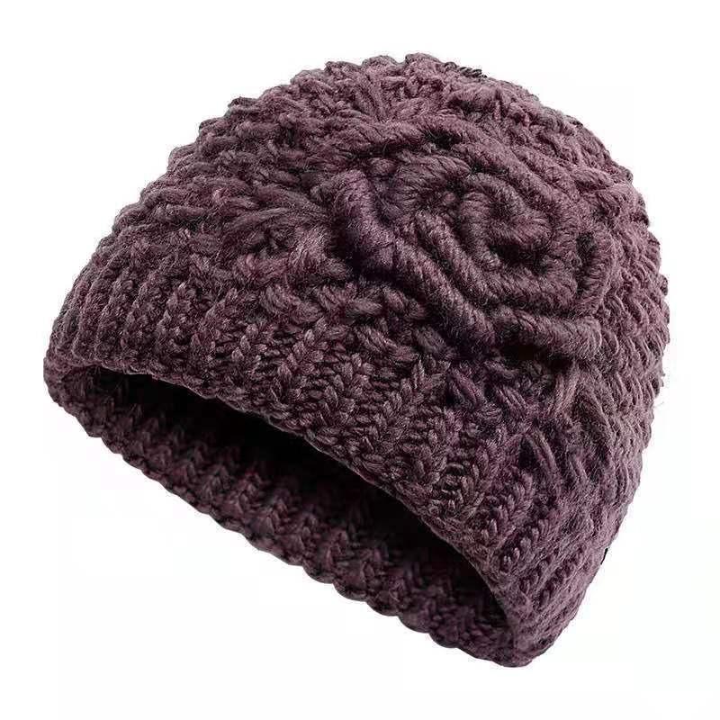 Medium and Old Hats for Women, Piled and Thickened Old People's Hats In Winter, Warm Mother Hats, Old Women's Autumn Knitted Wool Hats
