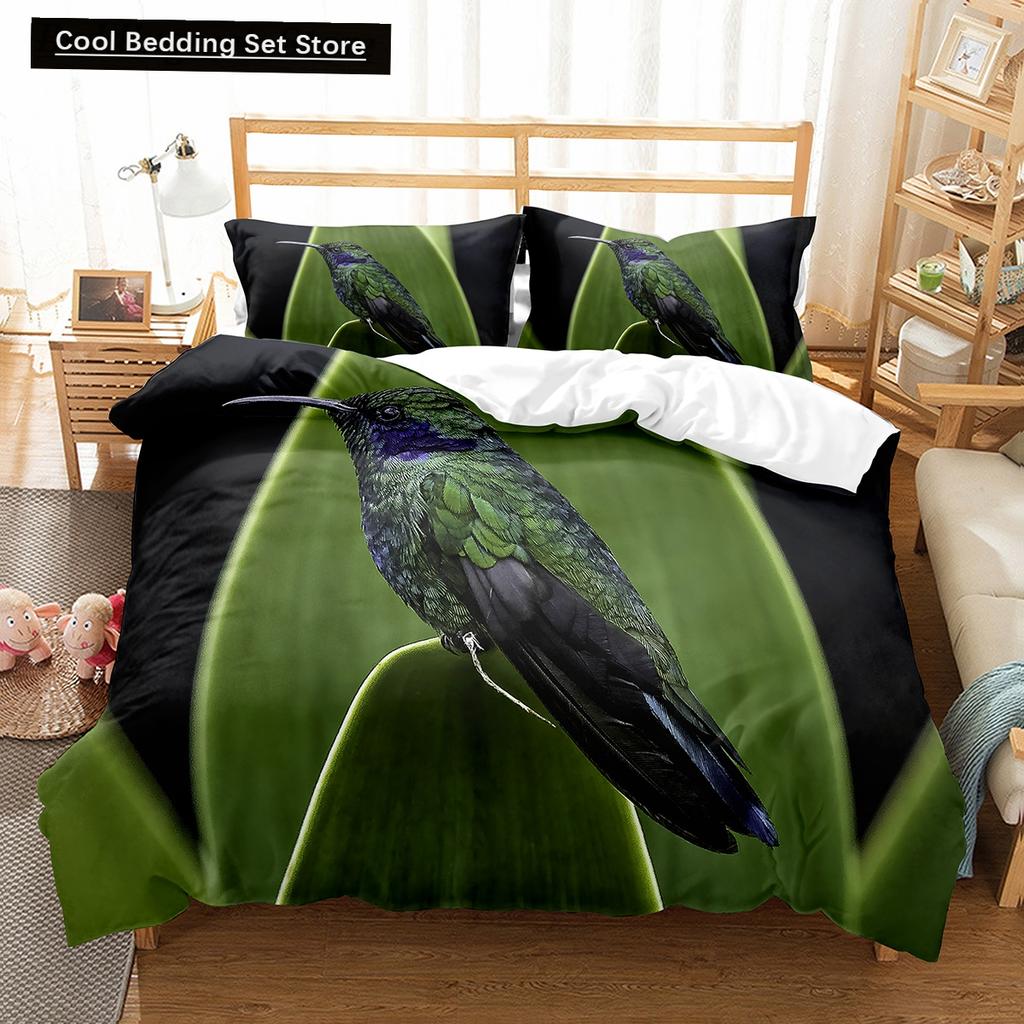 Red Rare Birds King Queen Duvet Cover Tropical Flying Animals Bedding Set Wildlife Quilt Cover 2/3Pcs Polyester Comforter Cover