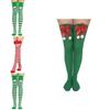 Striking Red-green Stripe Christmas Knee Socks For Women Kids