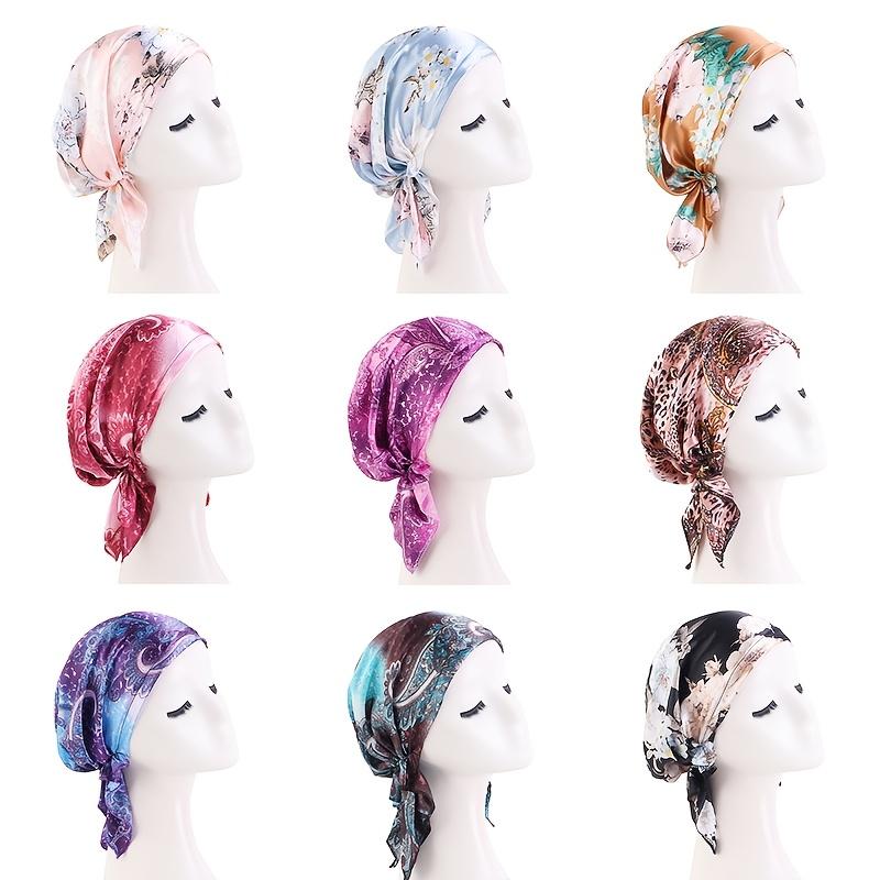 2Pcs Satin Printed Triangle Hat, Headscarf Hat, Turban Hat, Pirate Hat, Cloth Hat