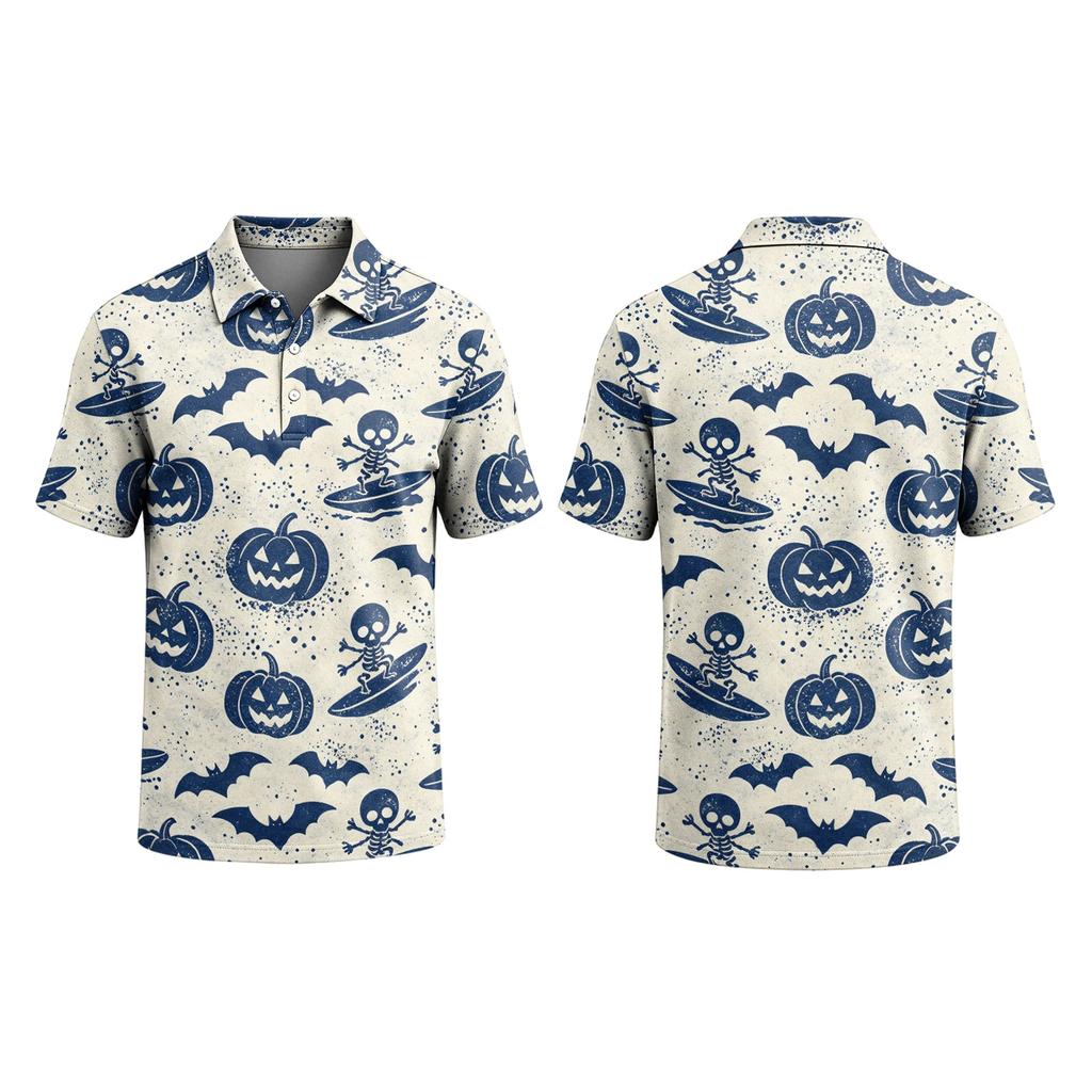 Men's Halloween Printed Short Sleeve Shirt for Party and Daily Wear