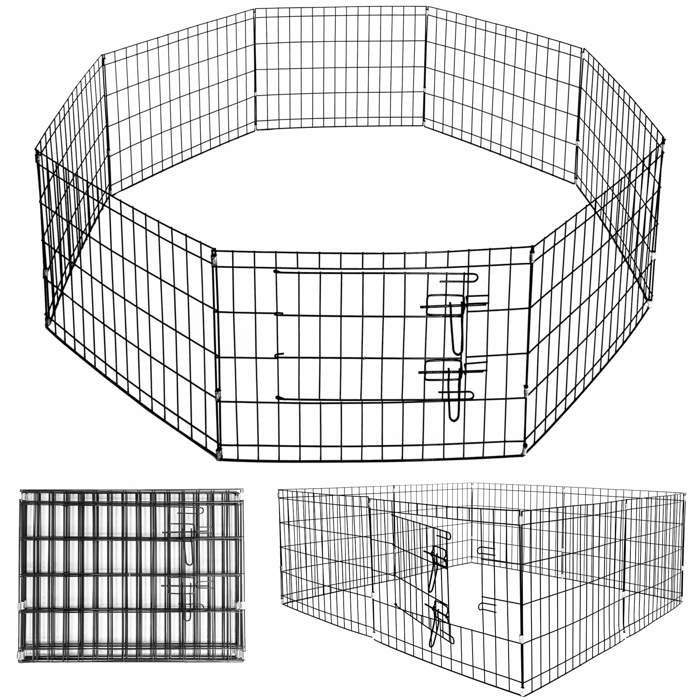 Kleintiergehege - Springos® - Faltbar - Metall - 8 Paneele - Höhe 60 cm