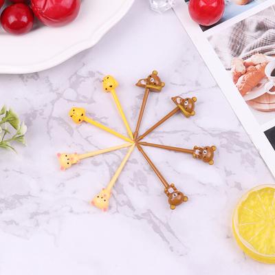 8 sztuk/zestaw Mini Cartoon Bear Fruit Fork Kids Snack Dessert Pick Cake Bento Lunches Party Decoration Cute Forks