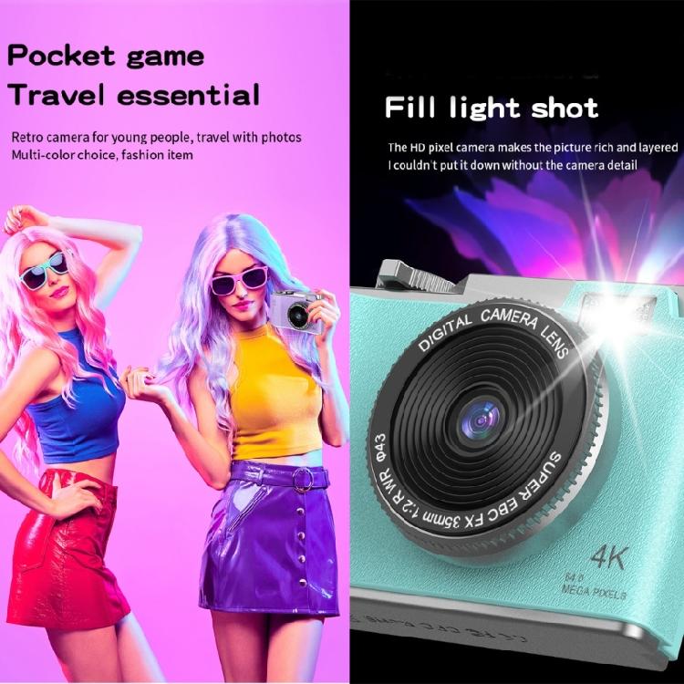 Digital Camera 4K 64MP Digital Camera for Kids Point and Shoot Camera Portable Camera for Teens Students Boys Girls