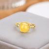 Elegant S925 Silver Amber Beeswax Adjustable Ring - Light Luxury