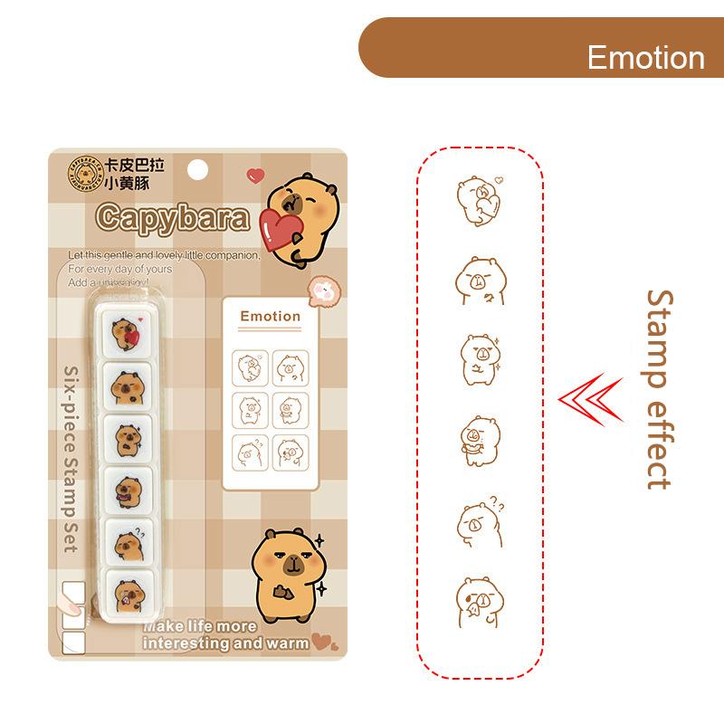 

1 Set Graffiti Stamped Toys For Students Plastic Self-Ink Seal Capybara Patterns Diy Album Journal Planner Kapibala Stamps