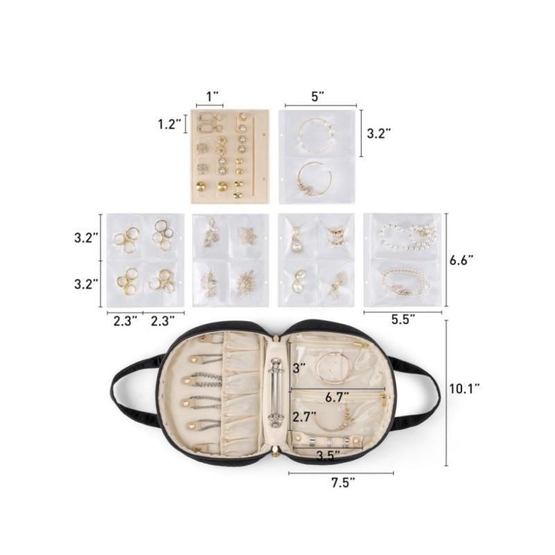 Travel Storage Box Jewelry Storage Bag Binder with Jewelry Bag Transparent Brochure Zipper Storage