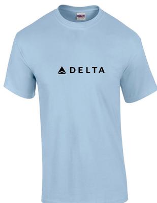 T-shirt en coton bleu clair avec logo noir Delta Airline pour les voyages aériens aux États-Unis
